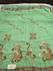 Light Green Embroidered Saree