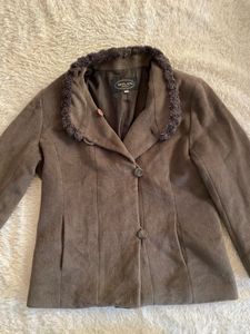 Milan Brown Faux Fur Collar coat