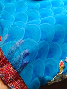 Blue Floral Print Saree