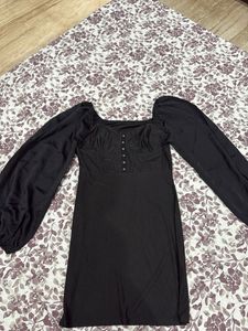 Black Long Sleeve Mini Dress