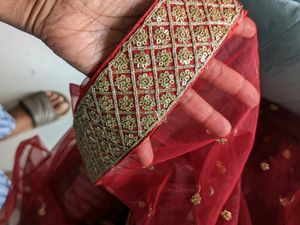 8 Meters Gold And Red sequined saree lace