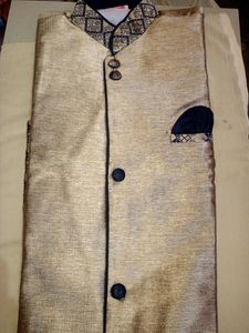 Boys&#39; Sherwani Set - Gold &amp; Navy