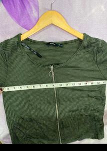 Striped Zip-Front T-Shirt