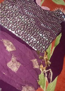 Purple Embellished Kurta Set