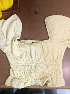 Cute Yellow Puff Sleeve Top from yousta