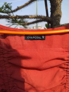 Rust Ruched Long Sleeve Top