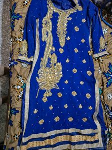 Pretty Royal Blue Kundan  Diamond Kurti