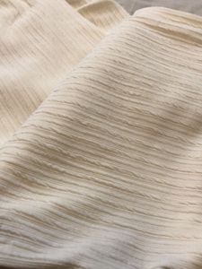 Cream Ribbed Knit Wide Leg Pants