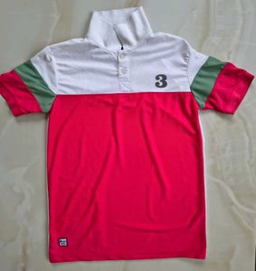 Stylish White &amp; Red Polo Shirt