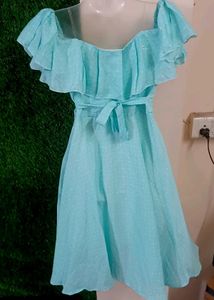 Polka Dot Blue Ruffle Dress