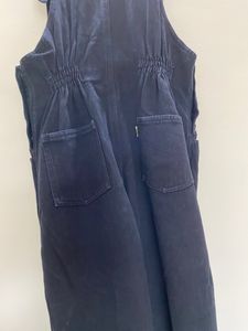 Black full length solid denim dungaree