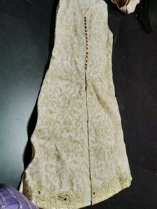 Ethnic White Kurta With Mirror Work Border