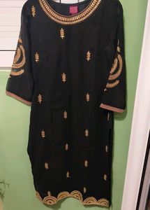 Ethnic Embroidered Black Party Kurta