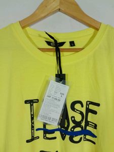 Yellow Printed Oversized T-Shirt For Women&#39;s