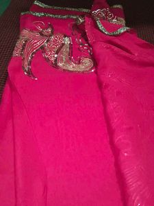 Red Embroidered Dress Material