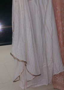 Amboidary Peach Kurta N Pyjama off White Duppata