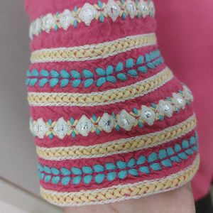 Pink Global Desi Embroidered Kurta