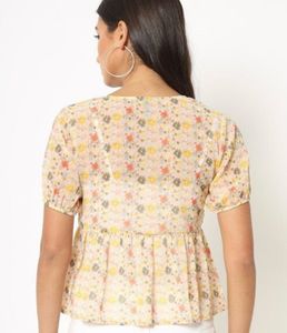 Floral Print Puff Sleeve Top