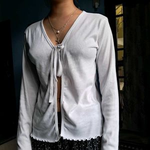 Open Front Top /Tie-Front Long Sleeve To/Shrug