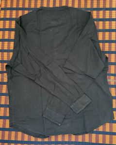Navy Blue Mandarin Collar Shirt