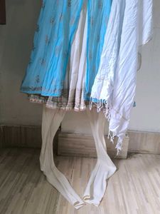 Blue Printed Kurti with Dupatta (No Return)