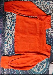 Square Neck orange cotton top For Summer🧡