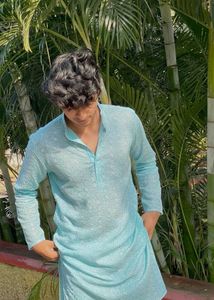 Elegant Light Blue Mens Kurta