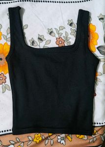 Classic Black Square-Neck Crop Tank | Brand New