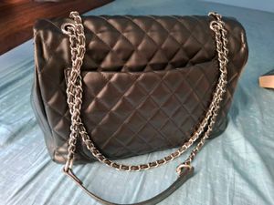 Chanel Inspired Black Quilted Jumbo Sling