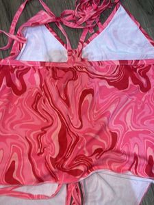 Pink Swirl Tie Halter Top
