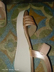 Rose Gold Platform Wedge Sandals