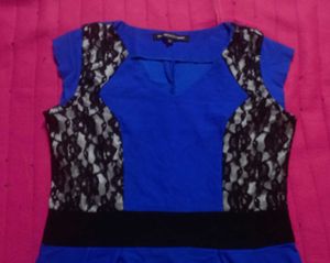 What Women Want Blue Lace Detail Dress