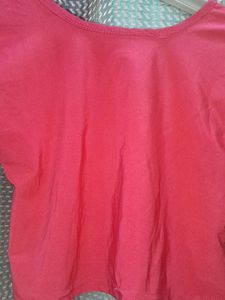 Round Neck Strechable Pink Crop-top/blouse