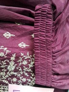Libas Burgundy Embroidered Dress 3 Pcs