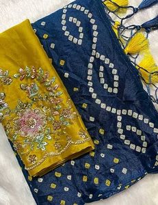 Bandhani Saree with Embroidered Blouse