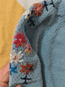 Embroidered Blue Sweater for girls | 5-6 years
