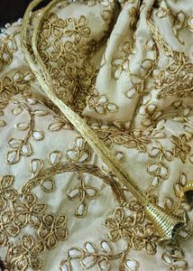 Gold Embroidered Potli Bag