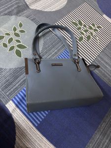 Blue Patent Leather Top Handle Bag