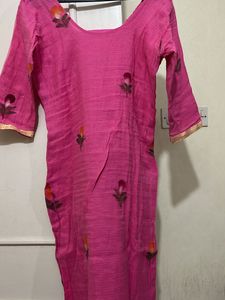 Rose Pink Kota Doriya Painted Suit