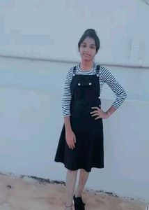 Black Jumper Dress with Striped Top