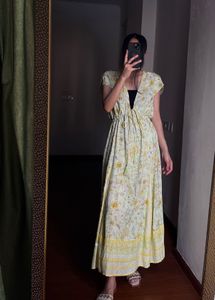 V neck Weekend Floral Cotton Maxi
