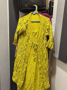 Yellow Floral Print Kurta