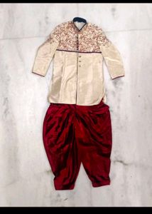 Boys' Ethenic Sherwani Kurta Set With Bottom