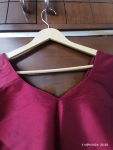 Maroon Silk Plain Kurta