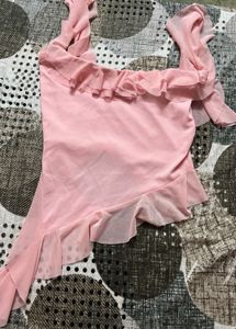 NewMe Pink Off Shoulder Ruffled Co-ord Set (XS)