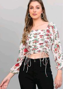 Floral Ruched Crop Top