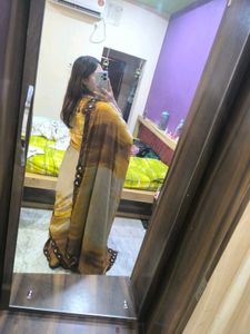 Elegant Brown Floral Saree