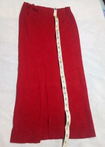 Red Cotton Stretchable Skirt(slit)