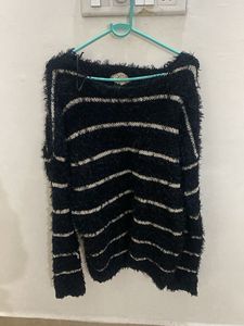 Striped Fuzzy Knit Sweater