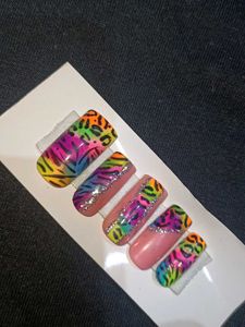 Neon Animal Print Press-On Nails